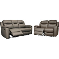 Vente-unique - Relax 3+2 Leather Set - Brown - Evasion