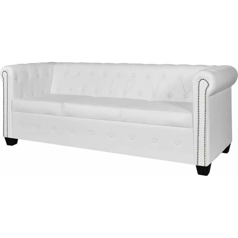 Mogou Chesterfield Sofa 3-Seater, Sofa Bed, Sofa Bed, Couch with, Sofa Bed, Sofas & Couches, Sofa Bed, Faux Leather, White