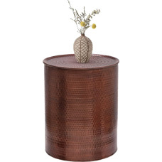 WOMO-DESIGN Porvoo Side Table Round Diameter 40 x 50 cm Copper Unique Handmade Aluminium Hammered Design Vintage Metal Sofa Table Oriental Living Room Coffee Table Living Room Table Storage Table