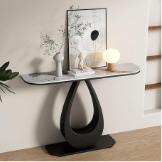 Eingangstisch mit Marmorplatte und Metallsockel, moderner Sofatisch für Foyer, Wohnzimmer oder Korridor