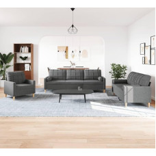 IKAYAA Sofa Set, Sofa Set 3 2 Living Room, Sofa 3 2 1 Set, Couch Set, Futon Set, Living Room Couch Set, Couch 3 2 1 Set, 2 Seater Sofa + 3 Seater + Armchair Dark Grey