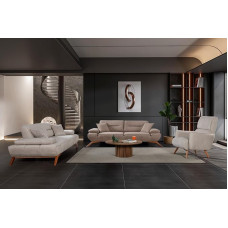 Generisch Acantha 3+3+1+1 Living Room Set Light Brown / Beige