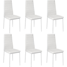 Supfine Dining Room Chairs, Set of 6, Faux Leather Cover, Comfortable Upholstered Chair, SGS Tested Upholstered Chair, Modern Kitchen Chair, Dining Room Chairs for Dining Table (6, White, 48 x 42 x 97