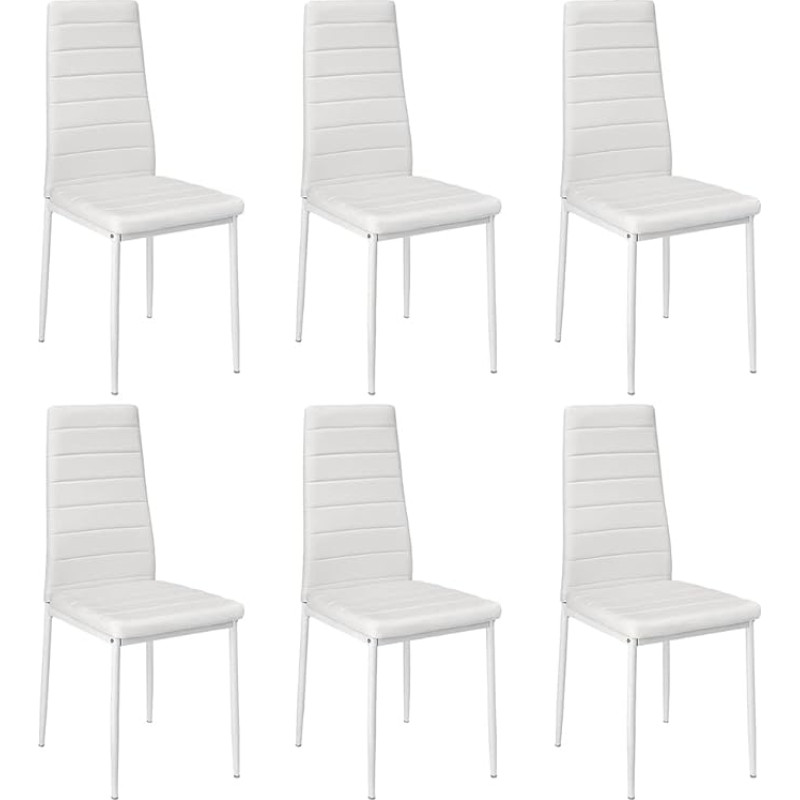 Supfine Dining Room Chairs, Set of 6, Faux Leather Cover, Comfortable Upholstered Chair, SGS Tested Upholstered Chair, Modern Kitchen Chair, Dining Room Chairs for Dining Table (6, White, 48 x 42 x 97