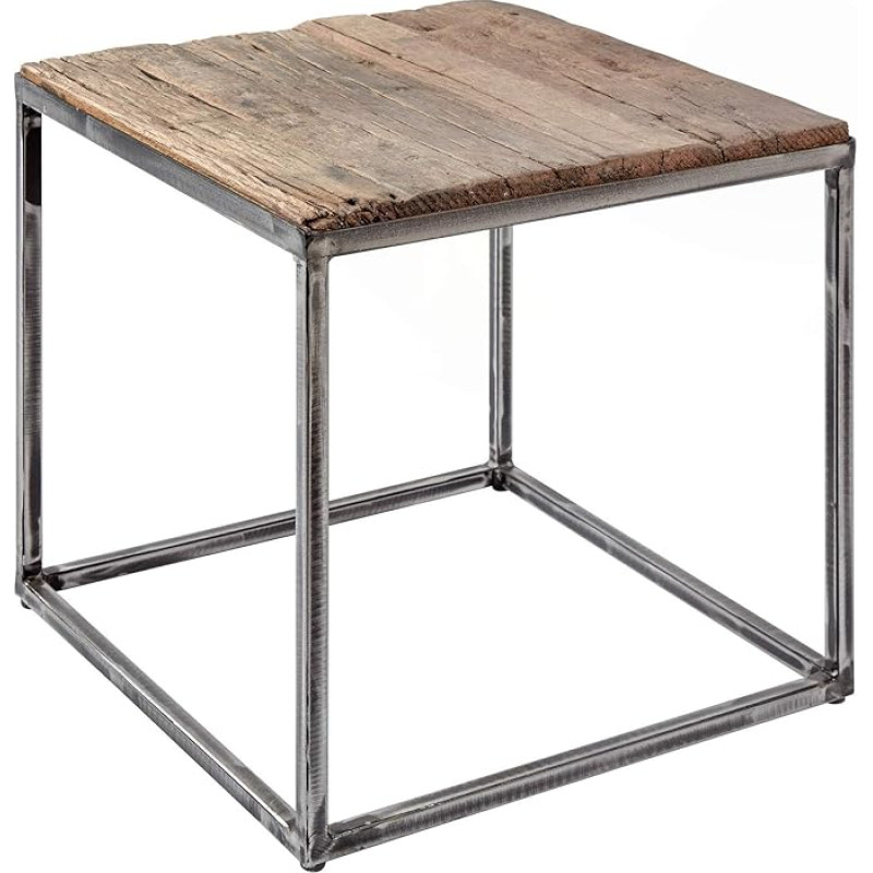 invicta INTERIOR Barracuda Industrial Side Table 40 cm Recycled Wood with Braided Legs Wooden Table Coffee Table