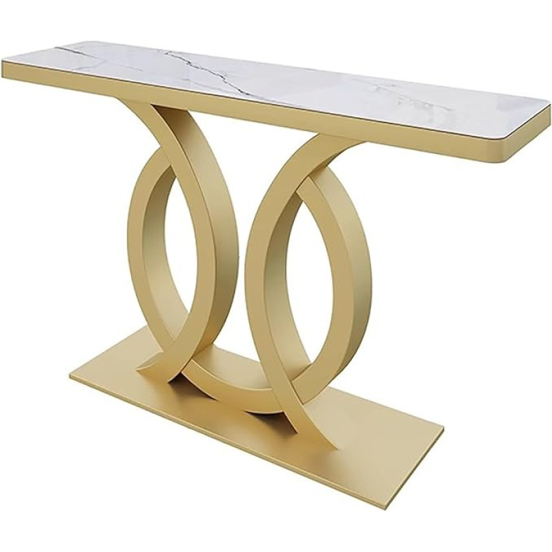 lyxamjrzyp Konsolentisch, Schmaler Eingangstisch Flur, Kratzfeste Steinplatte, Sofatisch für Diele, Wohnzimmer oder Schlafzimmer(Gold,47.2in/120cm)