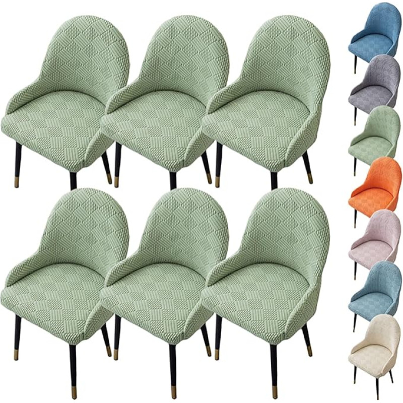 ouxei Neues Jacquard-Stuhlhussen-Set Für Esszimmerstühle – Weiche, Verdickte Stretch-Schonbezüge Für Stühle Mit Gebogener Rückenlehne (1/2/4/6 Stück), Waschbar Für Hotels/Restaurants(Green 6pcs)