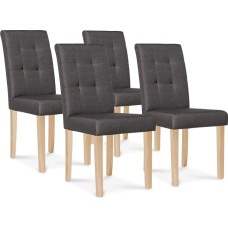 IDMarket - Set of 4 POLGA Dining Chairs Upholstered Charcoal Grey
