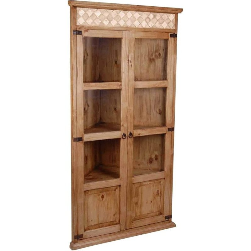 MiaMöbel Mexico Furniture Corner Showcase 103 x 195 x 55 cm Country House Style Solid Pine Honey