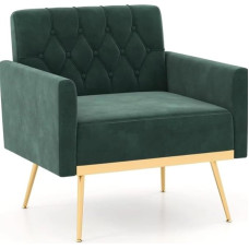 UWSKLAOJDF Samt-Stuhl, Mitte des Jahrhunderts, gepolstertes Sofa mit Knopf, getuftete Rückenlehne, stabile Metallbeine, verstellbare Fußpolster