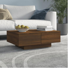 FIRBNUS Side Table Couch with 4 Drawers Living Room Table Modern Small Table Living Room Coffee Table Coffee Table Sofa Table Coffee Table Brown Oak Wood Material 90 x 60 x 31 cm