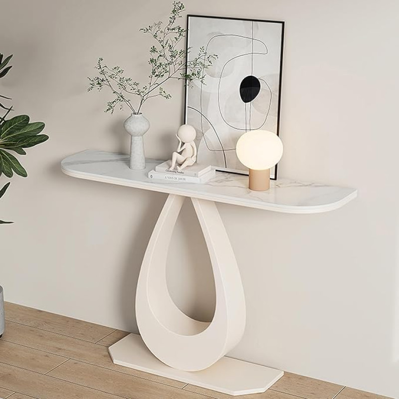 Moderner Konsolentisch mit Marmorplatte & Metallfuß, eleganter Flur-Sofatisch für Foyer, Wohnzimmer oder Korridor