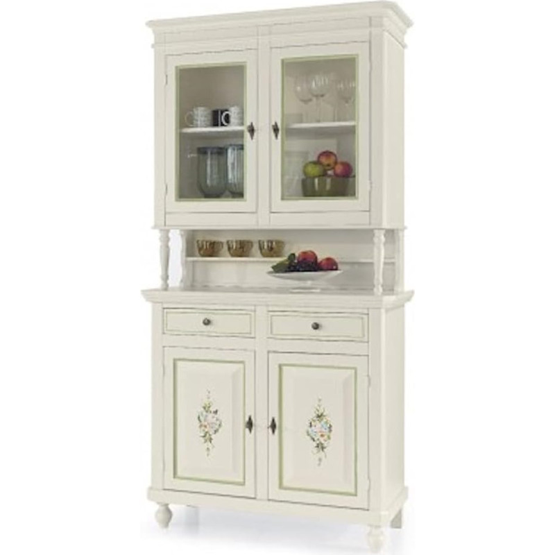 Mar.c.a. Design - Classic chest of drawers made of poplar wood, colour matt white shabby chic, Arte Povera made in Italy, furniture with 6 + 2 spacious drawers - dimensions: 87 x 37 x 127 cm.