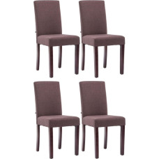 CLP Ina Set of 4 Dining Room Chairs with Fabric Cover, Upholstered Chairs with Wooden Frame, Kitchen Chairs with Floor Protectors, Colour: Brown, Frame Colour: Cappuccino