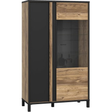 Newroom Dosa.Four Black and Alpine Spruce Display Cabinet Modern 95.4 x 158.8 x 42 cm (W x H x D) Glass Cabinet Standing Display Cabinet Glass Cabinet Living Room