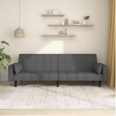 CIADAZ Sofa Bed 2-Seater with 2 Cushions Dark Grey Fabric, Lounge Sofa, Sofas & Couches, Relax Sofa, Couch for Living Room, Couch with - 375834