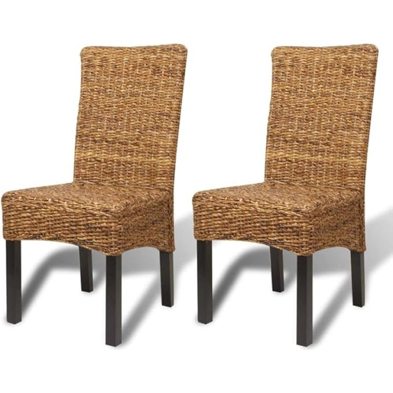 vidaXL 2 pcs Rattan Dining Chairs Furniture Handmade Woven Abaca Natural Brown