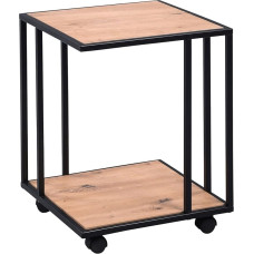 Home4You Side Table - Black - Artisan Oak Decor - Metal - 40 x 40 cm - with Wheels