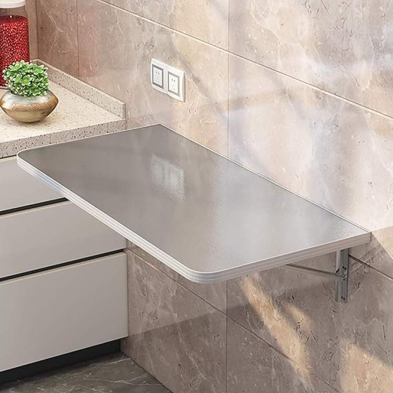 ZDFTGKM Klappbarer Computertisch, Wandmontierter Bodentisch, Verstellbarer Küchen-Esstisch/Kindertisch aus Edelstahl, Arbeitstisch für Büro und Zuhause