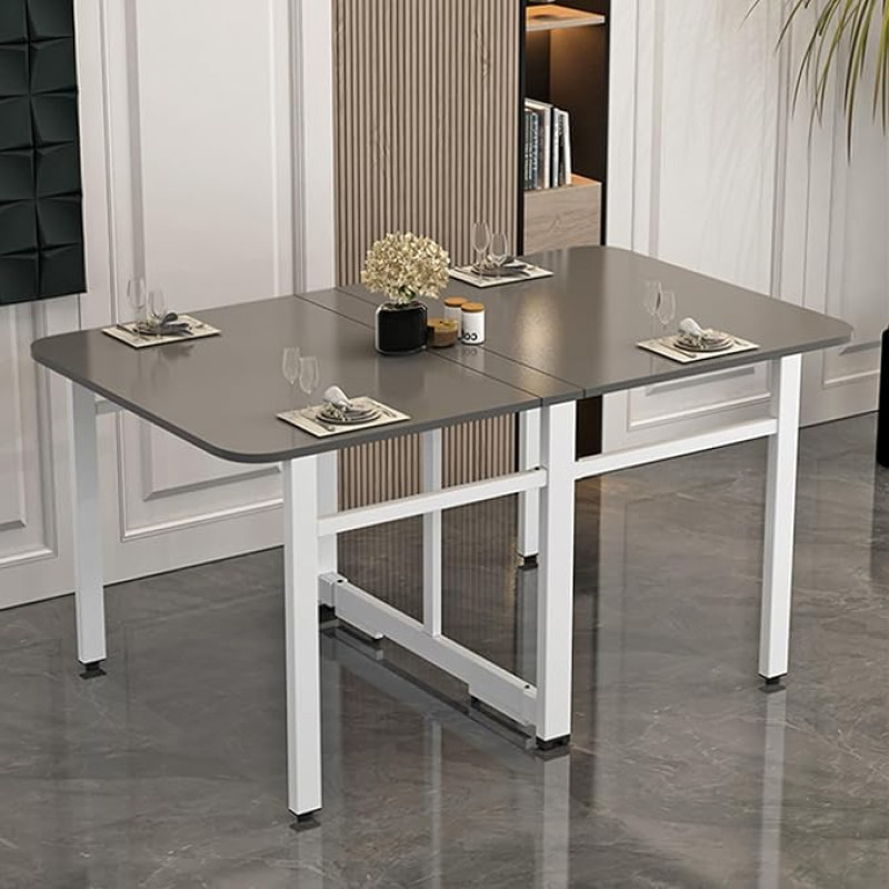 Foldable Dining Table, Multifunctional Table, Drop Leaf Table, Space Saver, Expandable, Kitchen Table with Adjustable Feet, Ideal for Small Spaces, Kitchen, Bedroom, Stylish and Practical