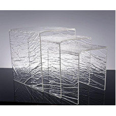 Slato Amy Modern Acrylic Glass Ice Effect Side Tables for Living Room - Set of 3 - Clear
