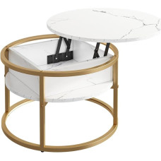 Vicco Marlo Coffee Table, White/Gold, 57 x 57 cm