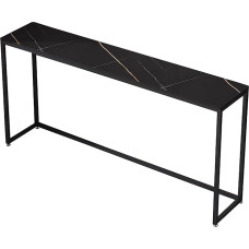 ZKBDBWTR Konsolentisch, Schmaler Sofatisch aus Holz mit Zusammenbaubarem Rahmen, Hoher Ultradünner Tisch Hinter der Couch für Wohnzimmer, Küche, Schlafzimmer(Black,150cm/59.0in)