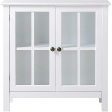 American Furniture Classics OS Home and Office Glass Door Accent and Display Cabinet, White
