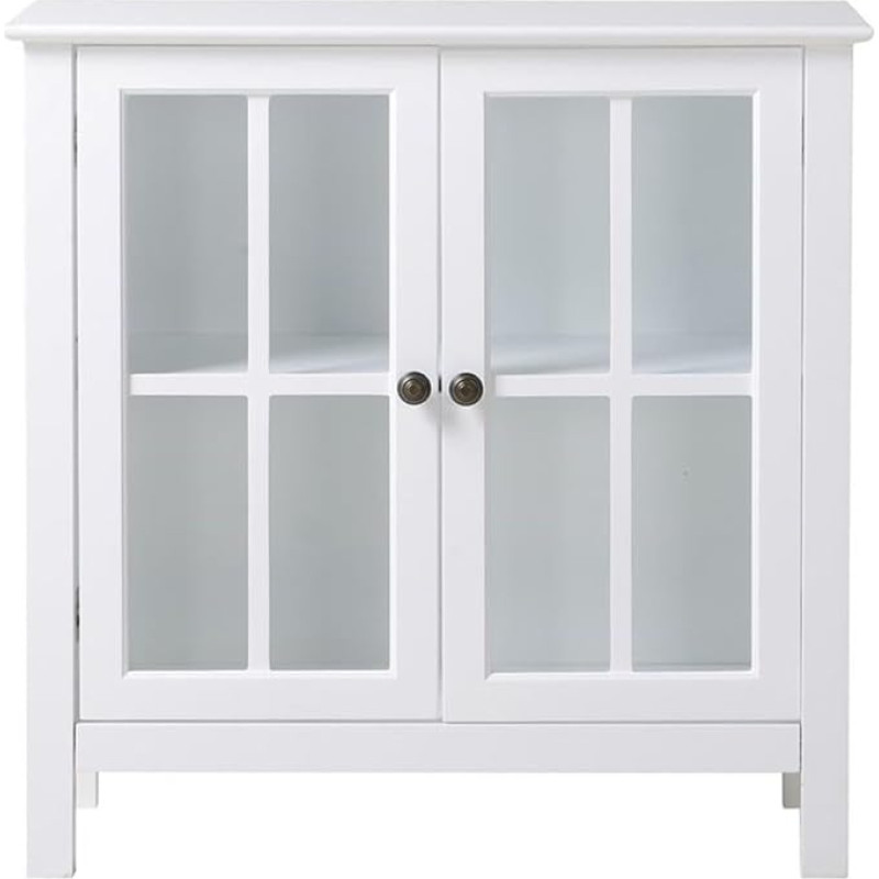 American Furniture Classics OS Home and Office Glass Door Accent and Display Cabinet, White