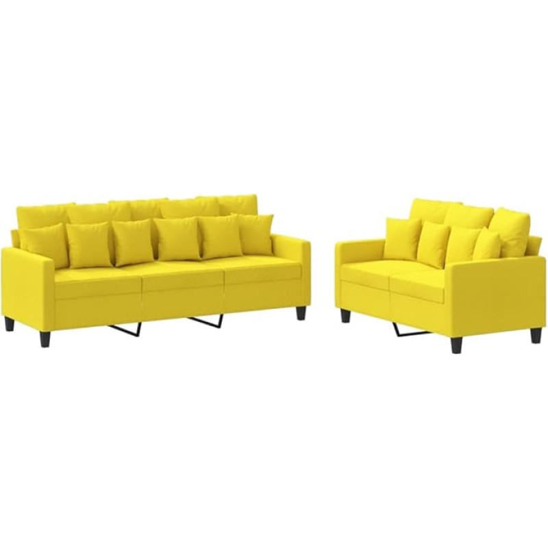 ULUYYUC Sofa Bed Sofas & Couches Schlafcouch Schlafsofa - 2-TLG. Sofagarnitur mit Kissen Hellgelb Stoff für Lounge Party Garten Terrasse