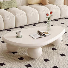 Triangular Oval Coffee Table with 3 Elliptical Legs, Cloud Coffee Table, Modern Irregular Coffee Tables, Asymmetric Coffee Tables with Columns for Living Room (F100CM)