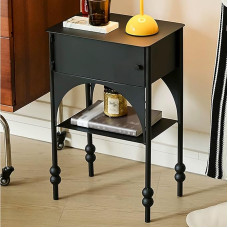 Konsolentisch aus Metall mit Aufbewahrungsschränken und offenem Regal, schwarzer Beistelltisch für Flur, keine Installation erforderlich - 35 × 25 × 55 cm Sofatisch für den Eingangsbereich