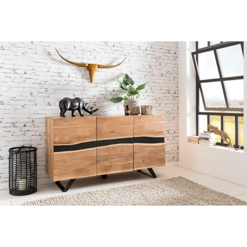 KADIMA DESIGN Sideboard Solid Acacia Wood 150 cm Sideboard Highboard Chest of Drawers Cabinet