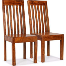 Festnight Set of 2 Solid Wood Dining Room Chairs with High Backrest Wooden Dining Chairs, Solid Acacia Wood with Sheesham Finish, 43 x 43 x 104 cm, Brown