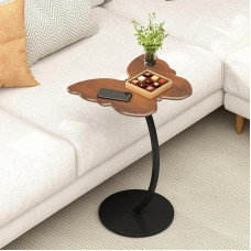 WFSRESTD C Shaped Side Table, Unique Butterfly Side Table for Couch, Modern C Table with Metal Frame, Slide Under Sofa and Bed, Living Room, Bedroom