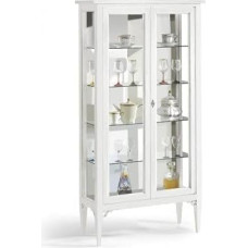 Mar.c.a. Design - Elegant Display Cabinet for Living Room Made of Poplar Wood Matt White with Shelves and Glass Side Walls - Furniture for Living Room Povera Made in Italy - Dimensions 89 x 34 x 170