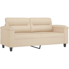 vidaXL Sofa 3-Seater, Lounge Sofa Couch with Armrests Back Cushion, Living Room Sofa Design Sofa with Metal Frame, Seating Furniture Three Seater, Cream Microfibre Fabric