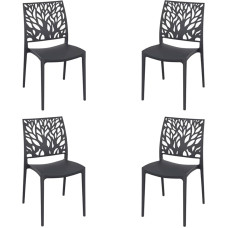 LIBEROSHOPPING.eu - LA TUA CASA IN UN CLIK Alea Modern Design Stackable Polypropylene Indoor or Outdoor Chairs (Anthracite, 4)