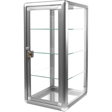 Aluminium Sliding Door 3 Shelf Tempered Glass Lockable Jewelry Display