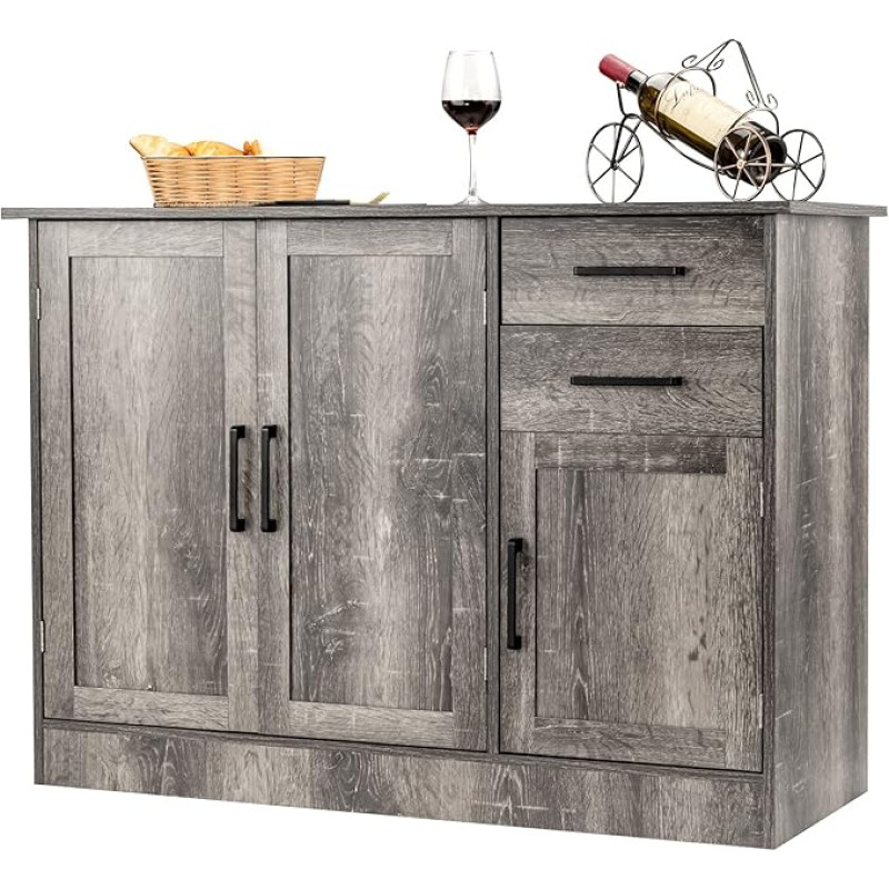 Giantex Buffet Server Sideboard Aufbewahrungsschrank Konsole Tisch Geschirr Organizer Küche Esszimmer Möbel Eingangsschrank mit 2 Türen Schrank und 2 Schubladen (natur)