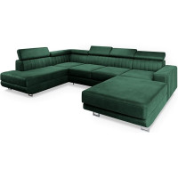 Masseno Siena L-S Corner Sofa with Sleep Function U-Shape, Sofa with Bed Box, Living Room Sofa, Couch, Soffa, Sofa Bed, Couch Set, Green, Monolith 37