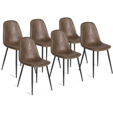 IDMarket - Set of 6 Vintage Dali Dining Chairs Brown