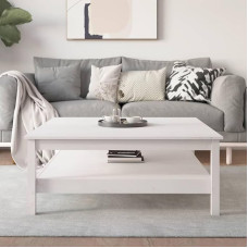 KTHLBRH Side Table for Living Room Functional Coffee Table White 100 x 100 x 40 cm Solid Pine Wood for Living Room, Bedroom, Study