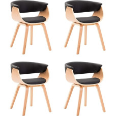 vidaXL Dining Room Chairs, Set of 4, Dining Room Chairs with Backrest, Dining Chair, Kitchen Chair with Wooden Frame, Chair for Dining Room, Kitchen, Black Bentwood Faux Leather