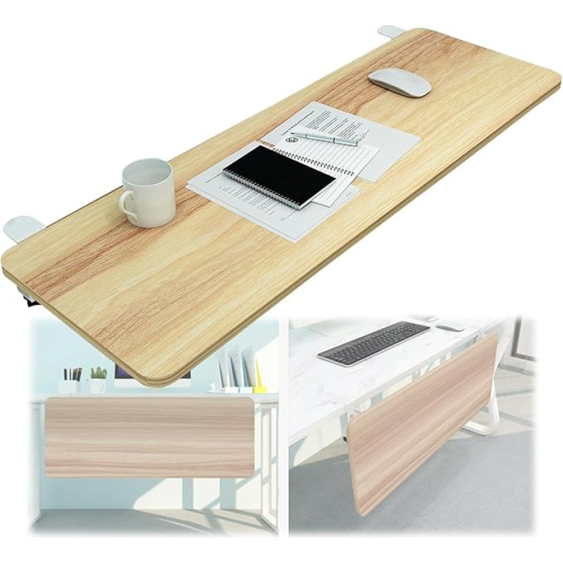 90° verstellbare Computertastaturablage 55 65 75x25cm Holz Schreibtischverlängerung mit C-Klemme ohne Bohren ideal zum Tippen und Spielen Ergonomisches Design