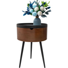 Small Round Side Table, Heavy Duty Side Table with Storage Space, Tall Wooden Top, Thick Legs, Contemporary Accent Coffee Table for Living Room and Bedroom (Size:38x53.5cm, Color
