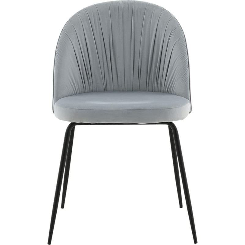 Wrinkles Dining Chair - Black Legs - Grey Velvet
