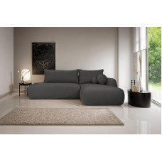 Kaiser Möbel - Corner Sofa with Sleep Function and Bed Box - Corner Couch Large, XXL, Big Sofa 300 x 190 cm - Sofa L Shape, for Living Room, Permanent Sleepers - Fabo, Boucle Stoff Quelle, Right