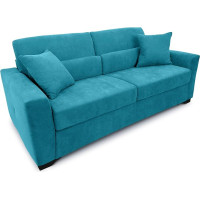 fornera f60 Sofa with Sleep Function - 3-Seater Sofa Bed and Folding Sofa with High-Quality Cold Foam Mattress & CATAS Bed Frame - Sofa Bed with Bed Function (Petrol)