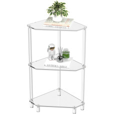 Eglaf Acrylic Side Table 3 Tier Triangle Corner Table and Small Side Table for Living Room Bedroom Bathroom - 12